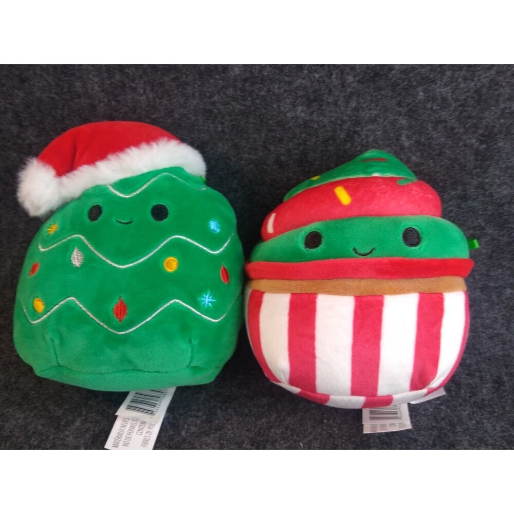 Squishmallow Plush Lot of 2 Christmas Tree Carol and Chantal Cupcake 5 inch